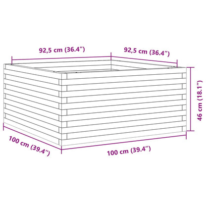 Fioriera da Giardino Bianca 100x100x46cm Legno Massello di Pino