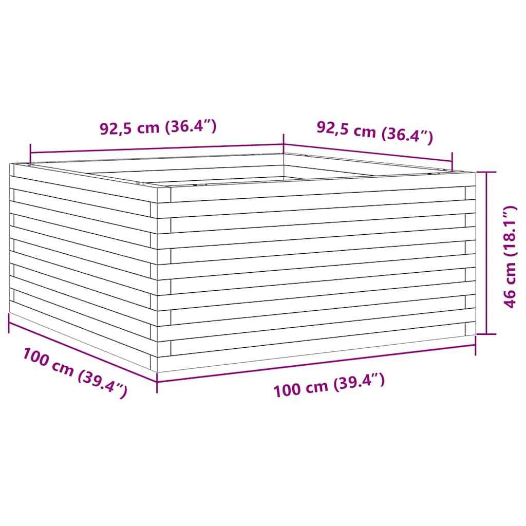 Fioriera da Giardino 100x100x46 cm in Legno Massello di Douglas | homemem39