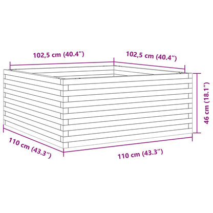 Fioriera da Giardino Bianca 110x110x46cm Legno Massello di Pino