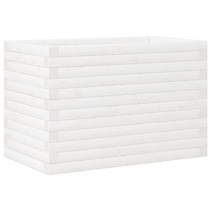 Fioriera da Giardino Bianca 70x40x46 cm Legno Massello di Pino