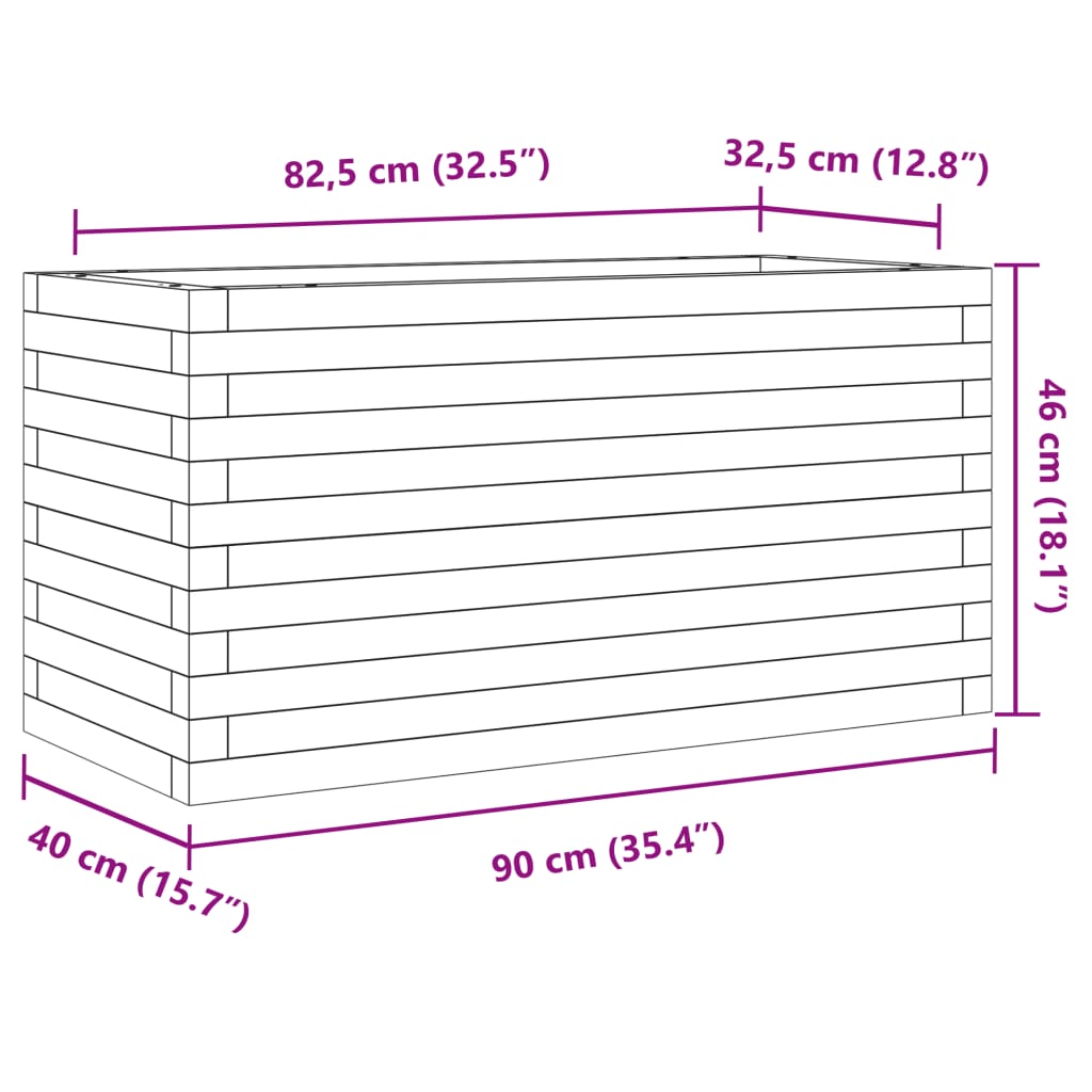 Fioriera da Giardino Bianca 90x40x46 cm Legno Massello di Pino