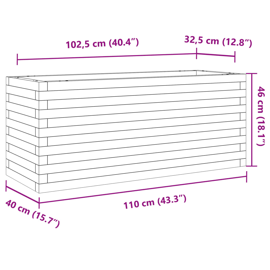 Fioriera da Giardino Bianca 110x40x46 cm Legno Massello di Pino