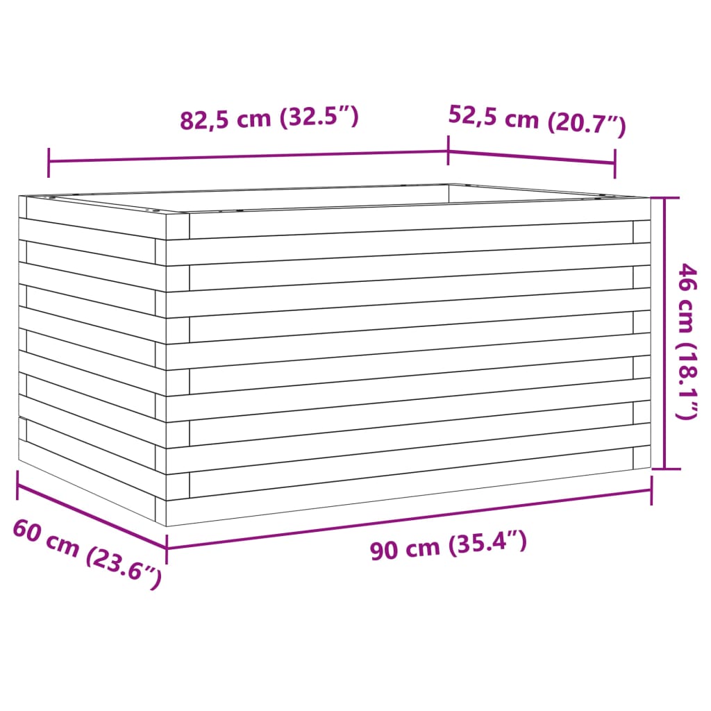 Fioriera da Giardino Bianca 90x60x46 cm Legno Massello di Pino