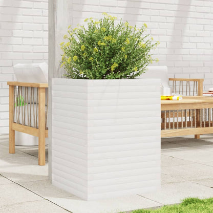 Fioriera da Giardino Bianca 50x50x68,5cm Legno Massello di Pino