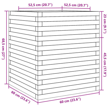 Fioriera da Giardino Bianca 60x60x68,5 m Legno Massello di Pino
