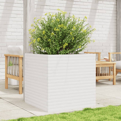 White Garden Planter 70x70x68.5cm Solid Pine Wood