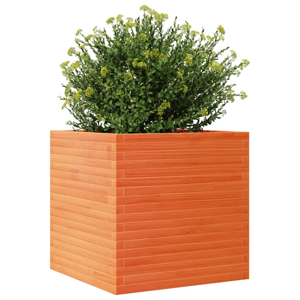 Brown Wax Garden Planter 70x70x68.5cm Solid Pine Wood