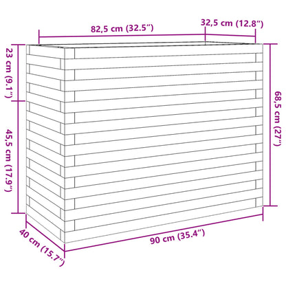 Fioriera da Giardino 90x40x68,5 cm in Legno Massello di Pino