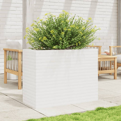 White Garden Planter 90x40x68.5cm Solid Pine Wood