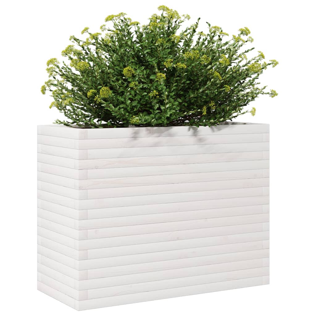 White Garden Planter 90x40x68.5cm Solid Pine Wood