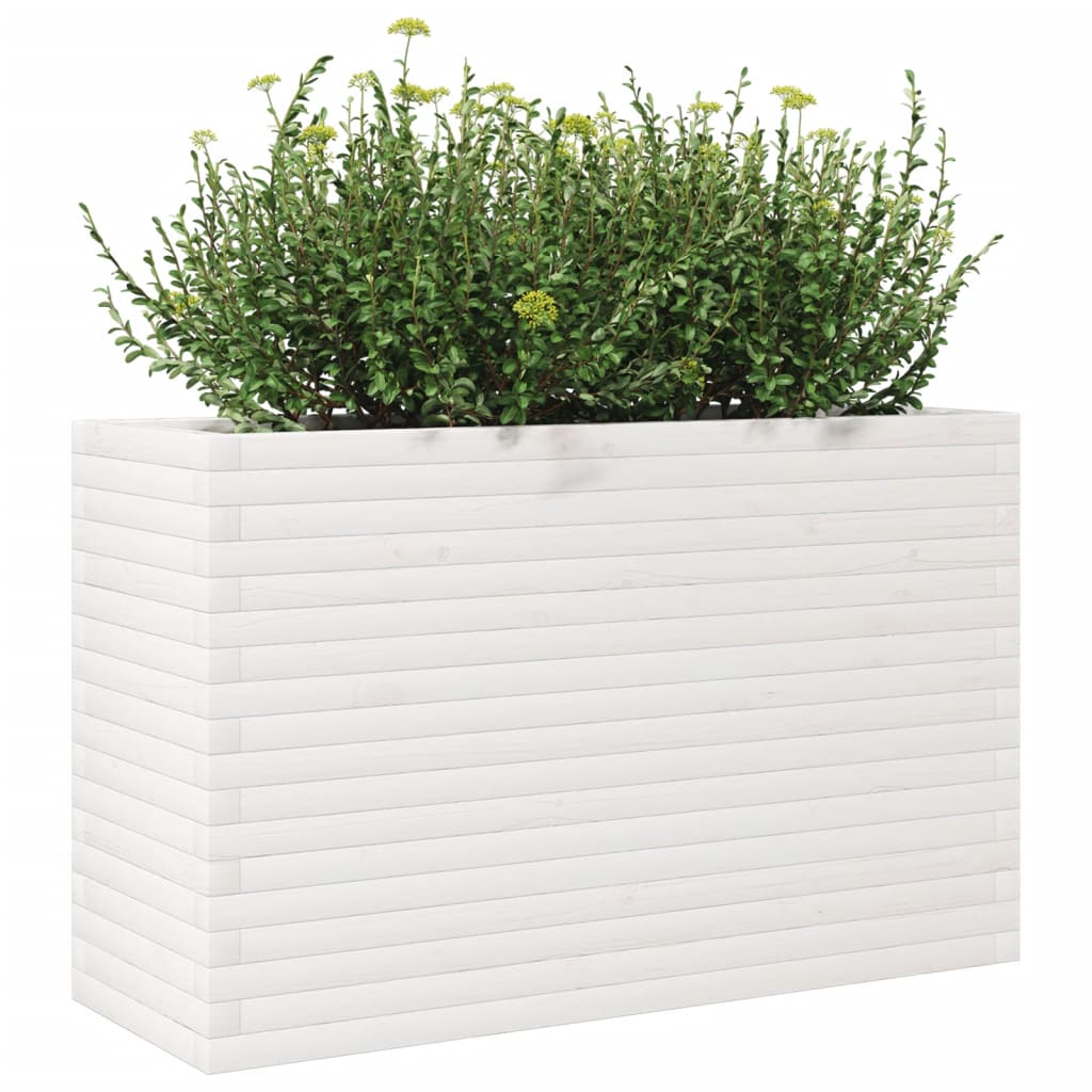 Fioriera da Giardino Bianca 110x40x68,5 cm Legno Massello Pino