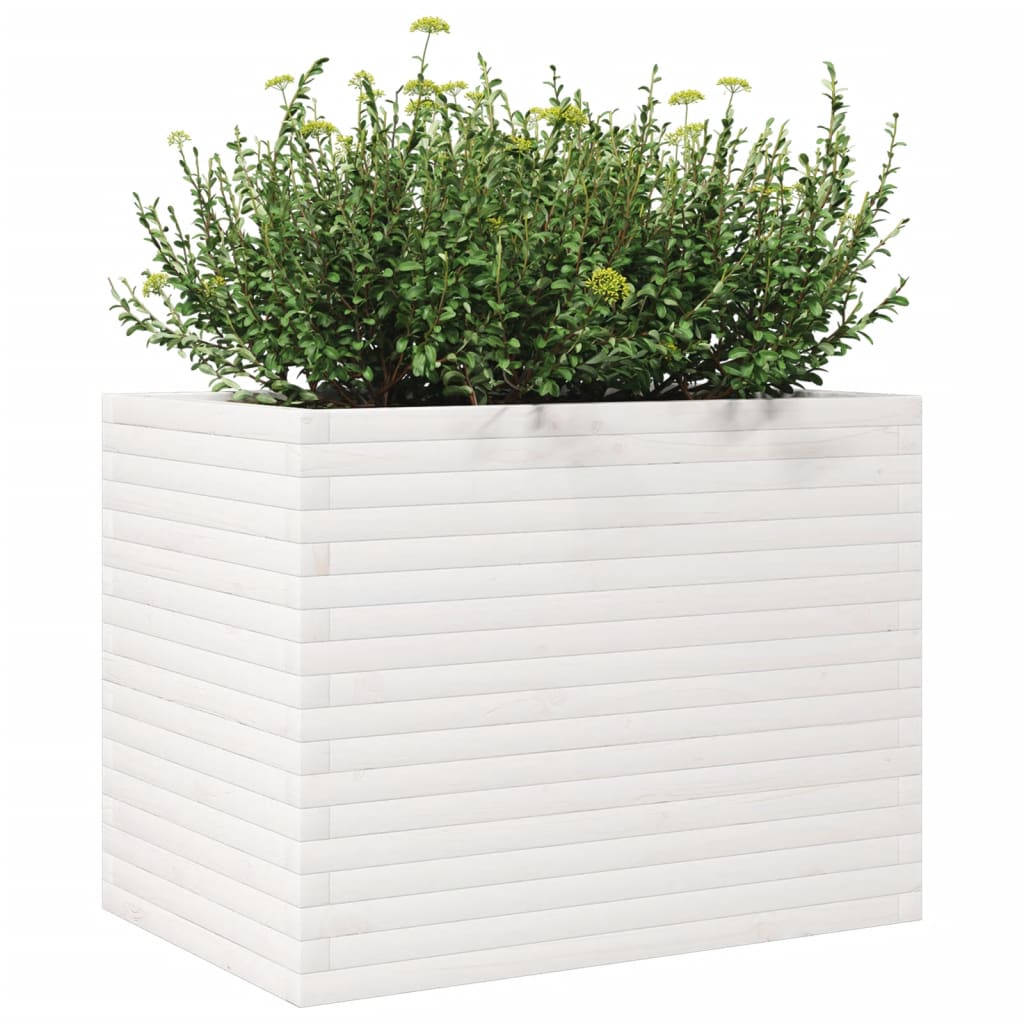 Fioriera da Giardino Bianca 90x60x68,5cm Legno Massello di Pino