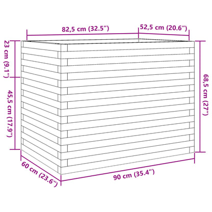 Fioriera da Giardino Bianca 90x60x68,5cm Legno Massello di Pino