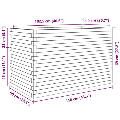 Fioriera da Giardino Bianca 110x60x68,5 cm Legno Massello Pino