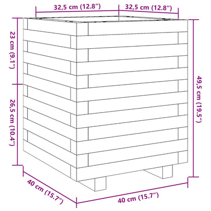 Fioriera Giardino Marrone Cera 40x40x49,5cm Legno Massello Pino
