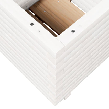 Fioriera da Giardino Bianca 50x50x49,5cm Legno Massello di Pino