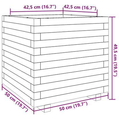 Fioriera da Giardino Bianca 50x50x49,5cm Legno Massello di Pino