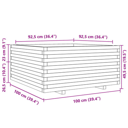 Fioriera da Giardino 100x100x49,5 cm in Legno Massello di Pino