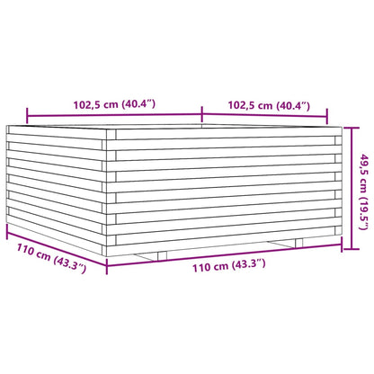 White Garden Planter 110x110x49.5 cm Solid Pine Wood