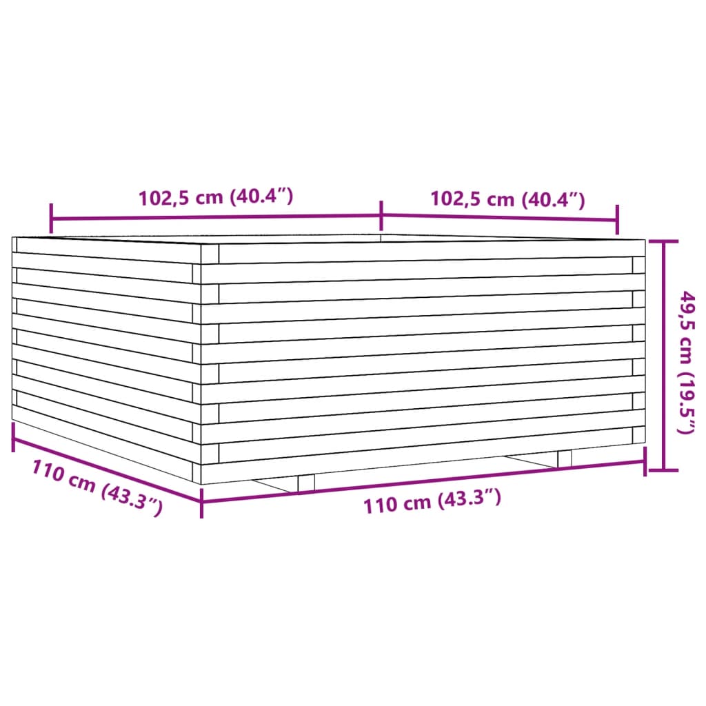 Fioriera da Giardino 110x110x49,5 cm Legno Massello di Douglas