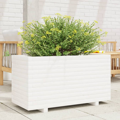 White Garden Planter 90x40x49.5cm Solid Pine Wood