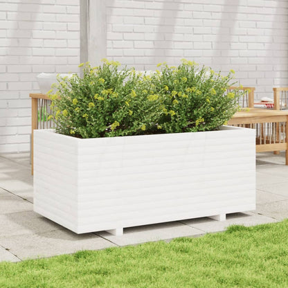 White Garden Planter 110x60x49.5 cm Solid Pine Wood