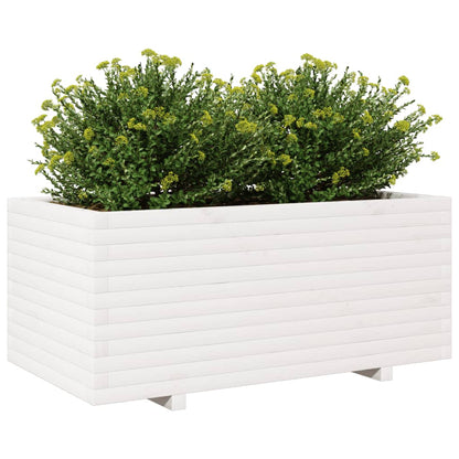 White Garden Planter 110x60x49.5 cm Solid Pine Wood