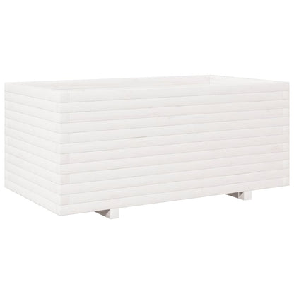 White Garden Planter 110x60x49.5 cm Solid Pine Wood