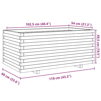 Fioriera Giardino Marrone Cera 110x60x49,5 Legno Massello Pino