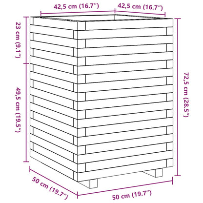 Fioriera da Giardino 50x50x72,5 cm in Legno Massello di Pino