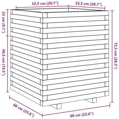 Fioriera da Giardino Bianca 60x60x72,5cm Legno Massello di Pino