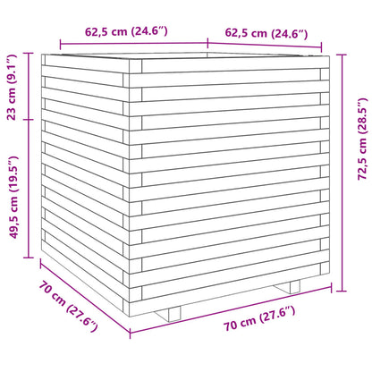 Fioriera da Giardino Bianca 70x70x72,5cm Legno Massello di Pino