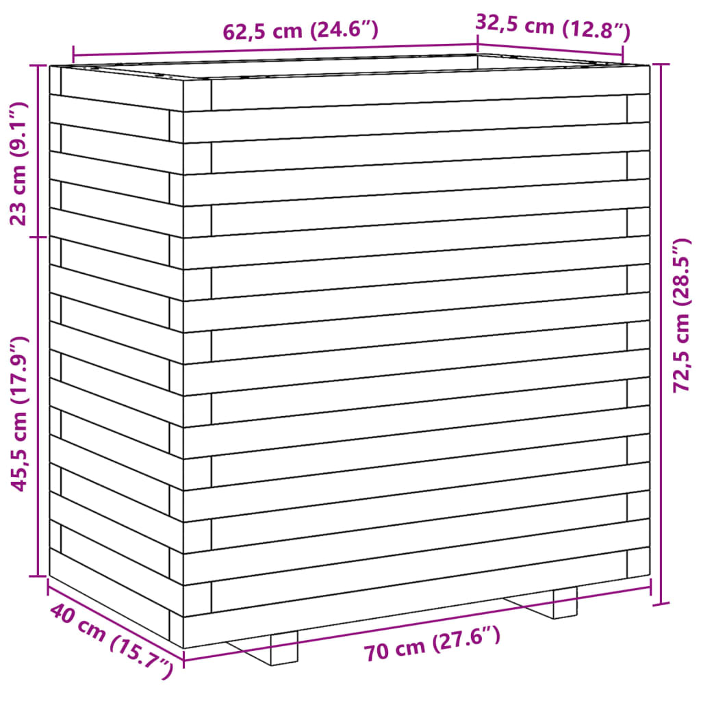 Fioriera da Giardino 70x40x72,5 cm in Legno di Pino Impregnato