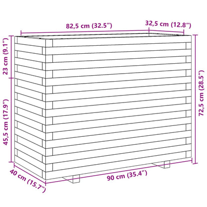 Fioriera Giardino Marrone Cera 90x40x72,5cm Legno Massello Pino