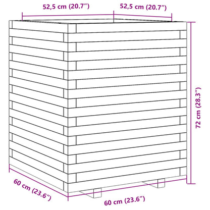Fioriera Giardino Marrone Cera 60x60x72 cm Legno Massello Pino