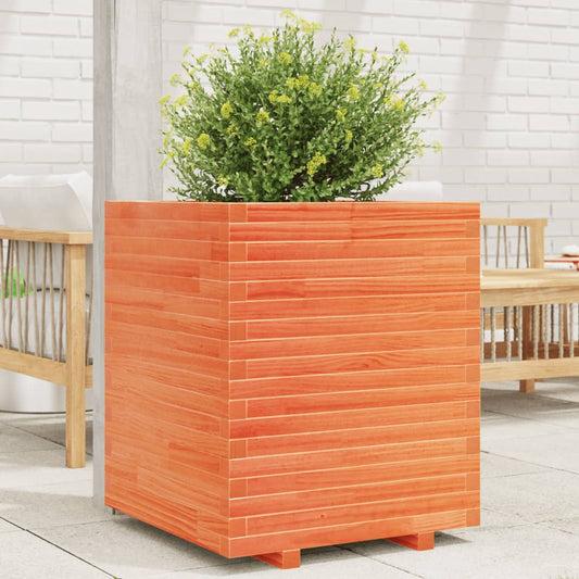 Fioriera Giardino Marrone Cera 60x60x72 cm Legno Massello Pino