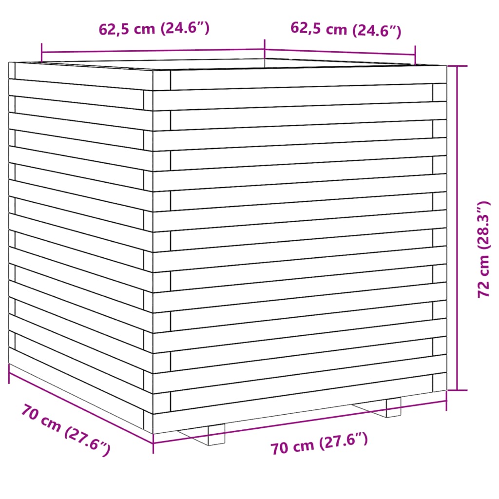 Fioriera da Giardino 70x70x72 cm in Legno Massello di Douglas