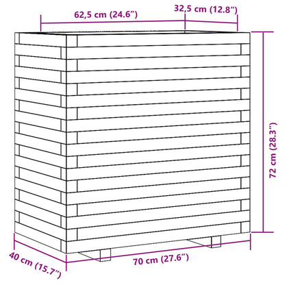 Fioriera Giardino Marrone Cera 70x40x72 cm Legno Massello Pino