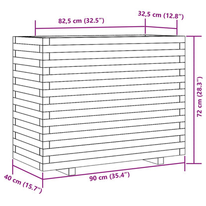 Garden planter 90x40x72 cm in solid pine wood