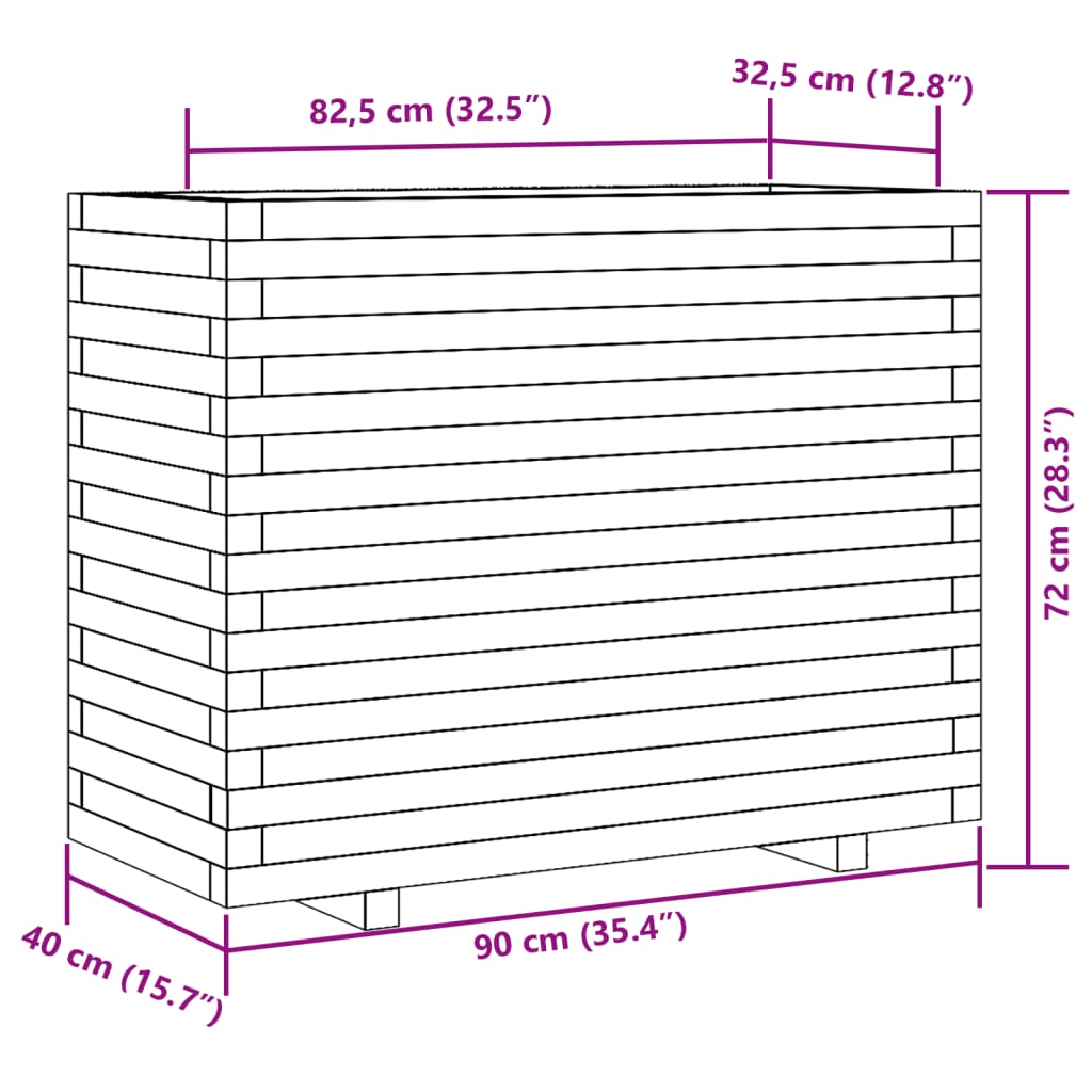 Garden Planter 90x40x72 cm in Impregnated Pine Wood