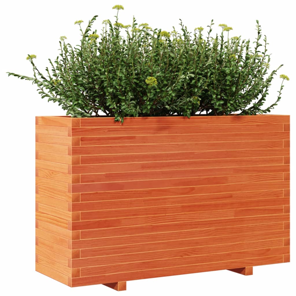 Fioriera Giardino Marrone Cera 110x40x72 cm Legno Massello Pino