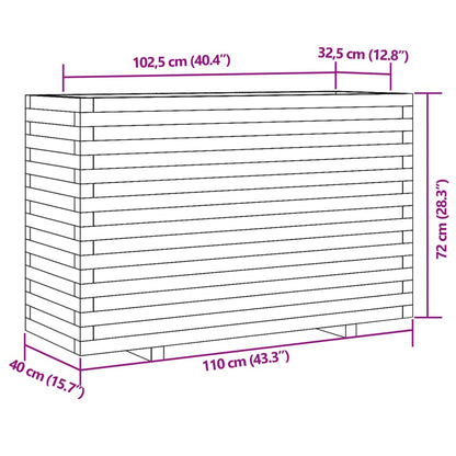 Fioriera Giardino Marrone Cera 110x40x72 cm Legno Massello Pino