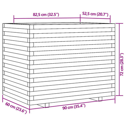 Garden planter 90x60x72 cm in solid pine wood