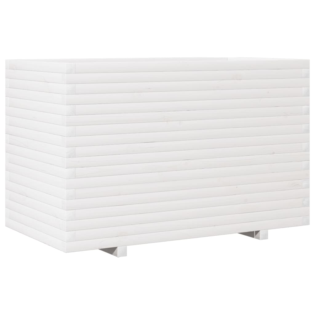 White Garden Planter 110x60x72 cm Solid Pine Wood