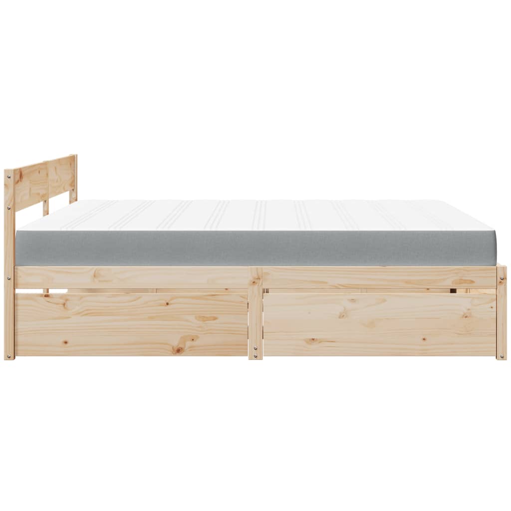 Giroletto Cassetti e Materasso 200x200 cm Legno Massello Pino