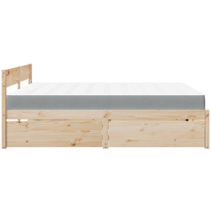 Giroletto Cassetti e Materasso 200x200 cm Legno Massello Pino