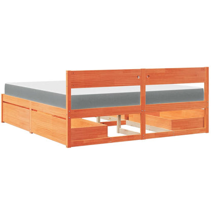 Letto Cassetti e Materasso Marrone Cera 180x200cm Massello Pino | homemem39