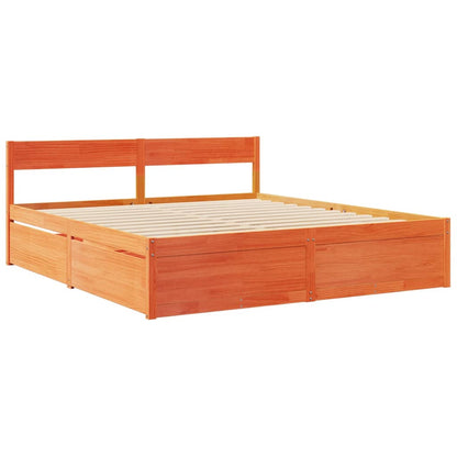 Letto Cassetti e Materasso Marrone Cera 180x200cm Massello Pino | homemem39