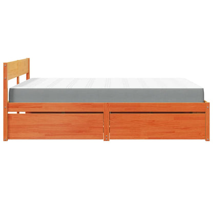 Letto Cassetti e Materasso Cera 160x200cm Legno Massello Pino | homemem39