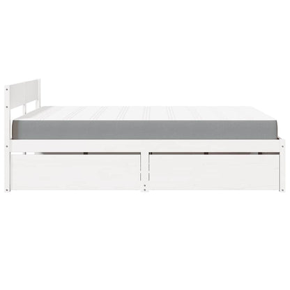 Letto Cassetti e Materasso Bianco 140x200cm Legno Massello Pino | homemem39